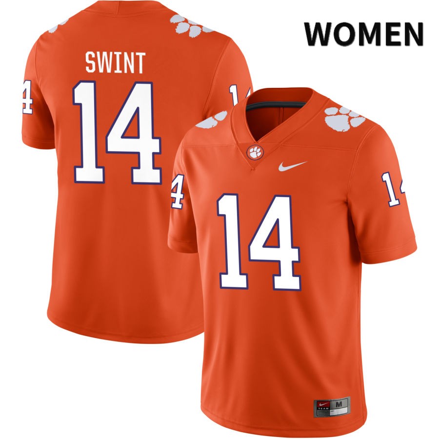 Women's Clemson Tigers Kevin Swint #14 College Orange NIL 2022 NCAA Authentic Jersey New Year TEU27N5O